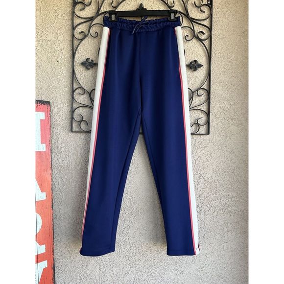 Zara wide leg striped track pants - size small - navy blue/red/white - Picture 1 of 7